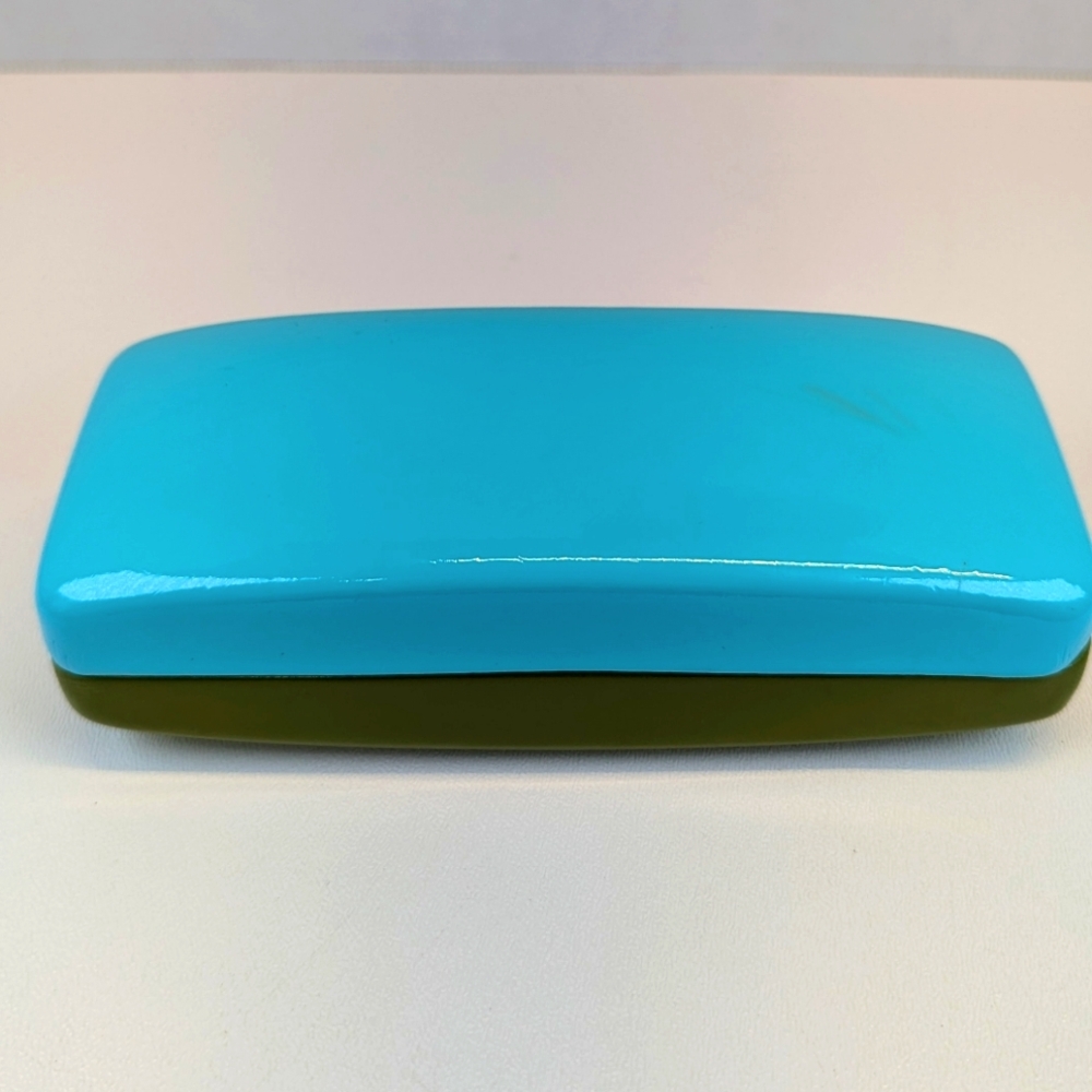 Kate Spade Eyeglasses / Sunglasses Case Green & Blue Hard Clamshell - Picture 2 of 6
